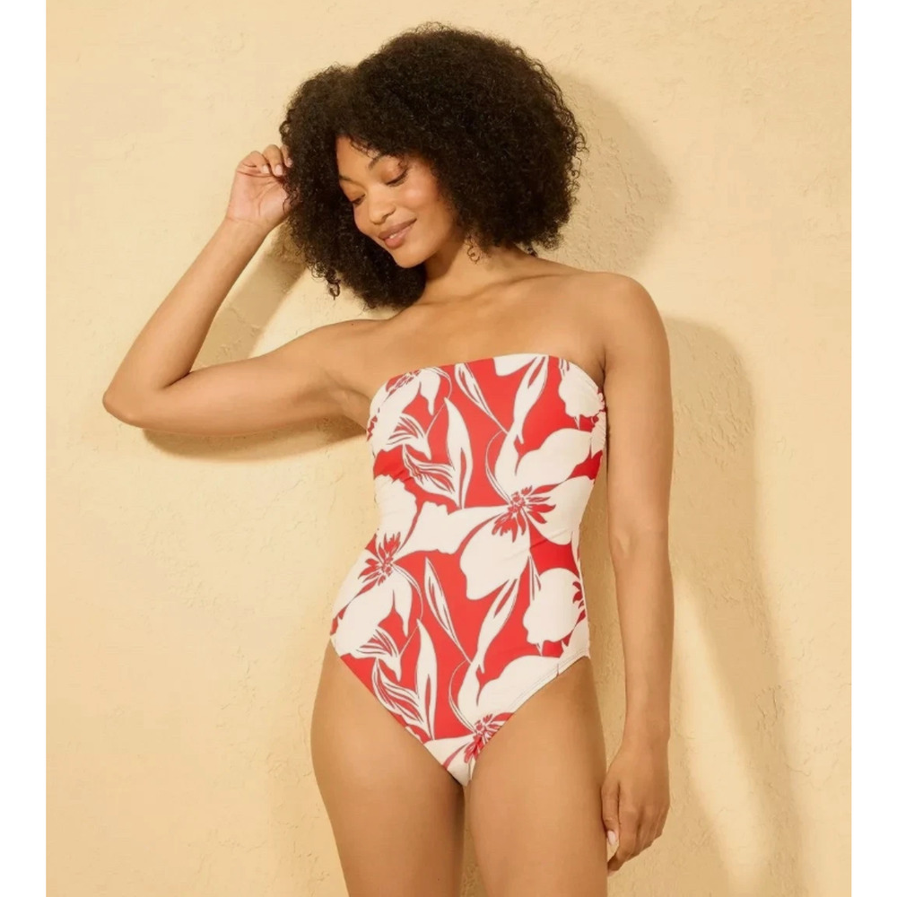 Women's Floral Bandeau High Leg Cheeky Swimsuit - Shade & Shore 20